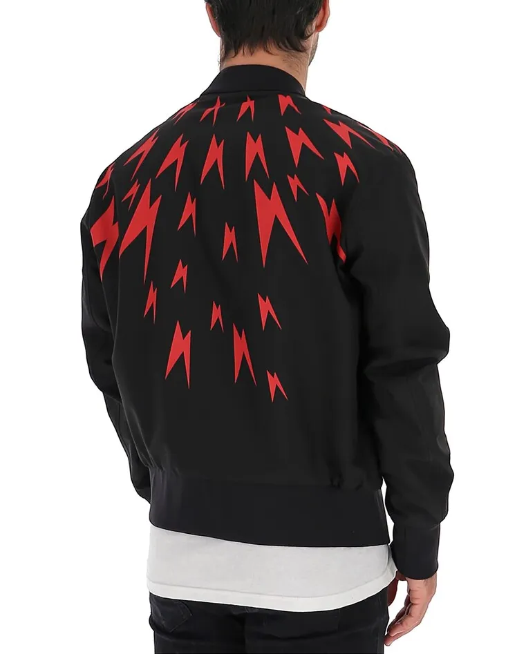 Lightning Printed Baseball Jacket