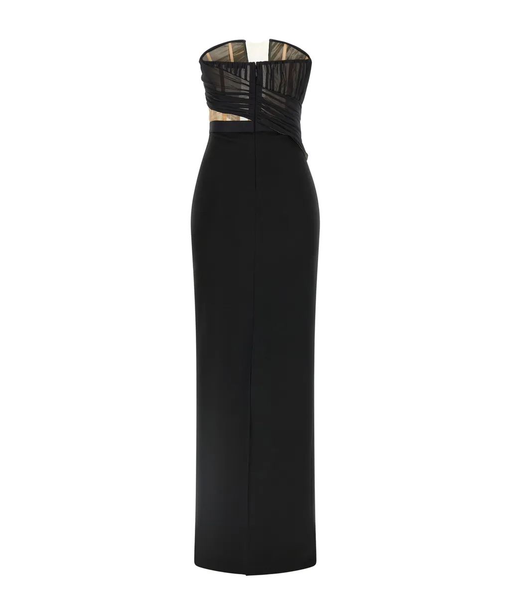 Plissé-Detail Cut-Out Maxi Dress