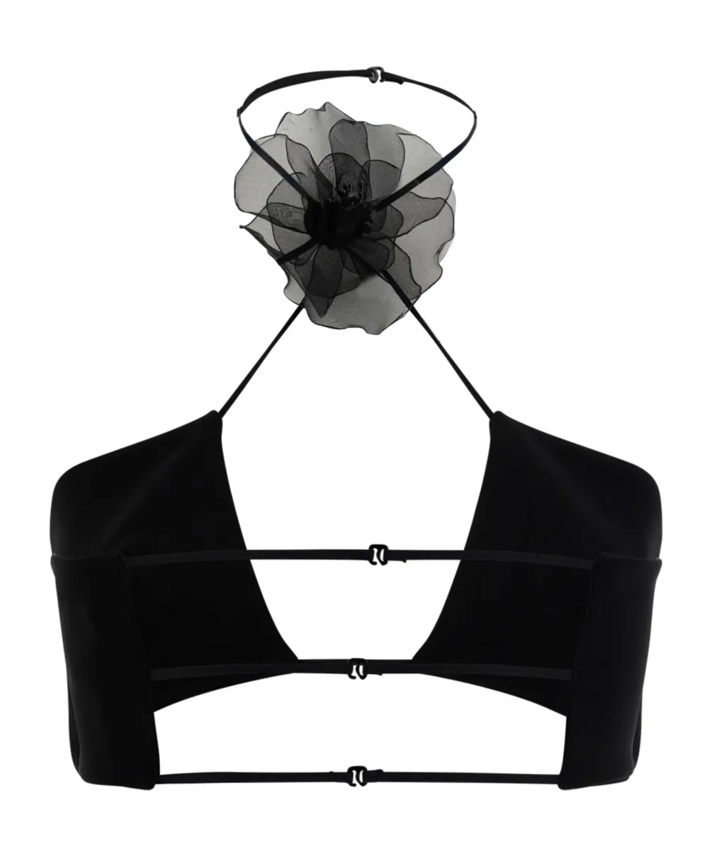Floral Decal Neck Short Top