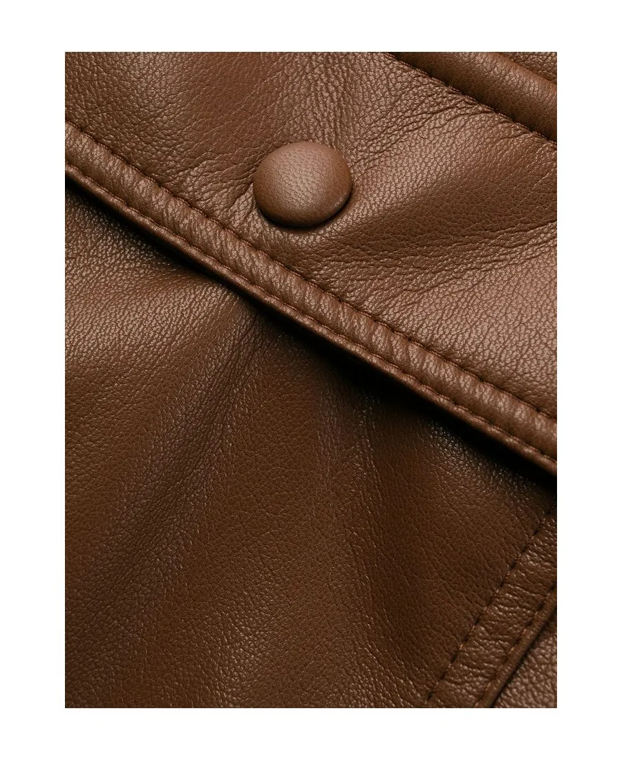 High-Waisted Faux-Leather Cargo Pants