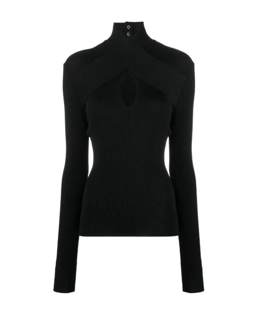 Wrap Detail Turtleneck Top