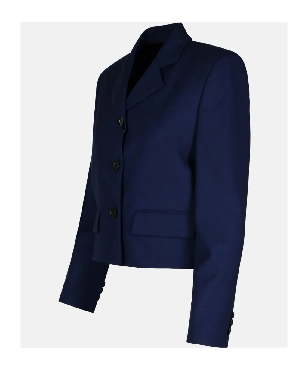 Buttoned Long-Sleeved Cropped Blazer