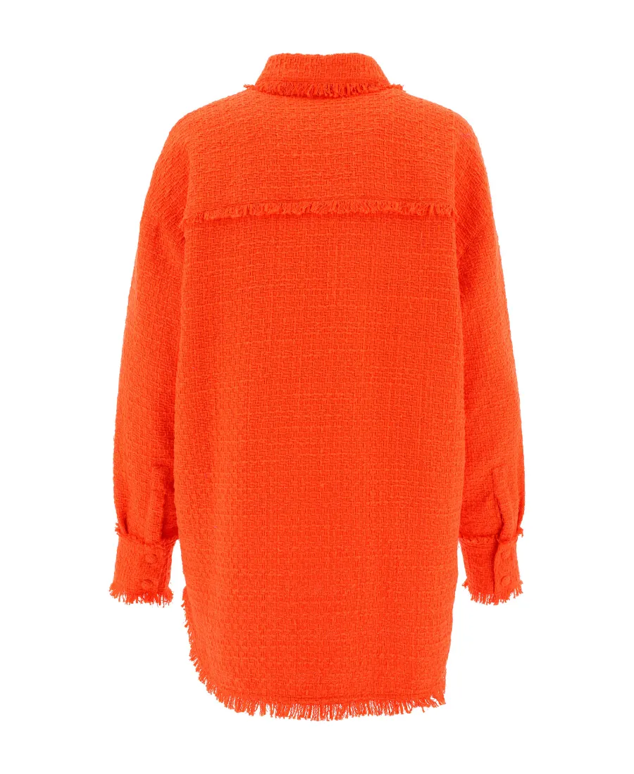 Button-Up Tweed Knit Overshirt