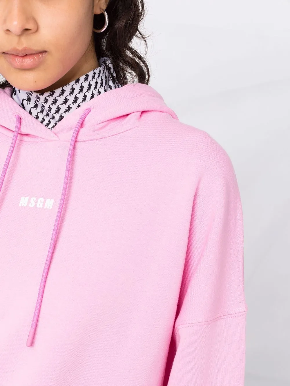 Logo Printed Cropped Hoodie