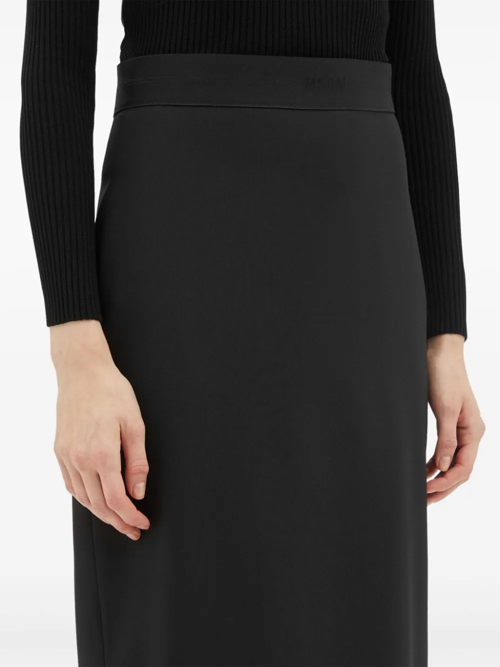 High-Waist Logo-Jacquard Midi Skirt