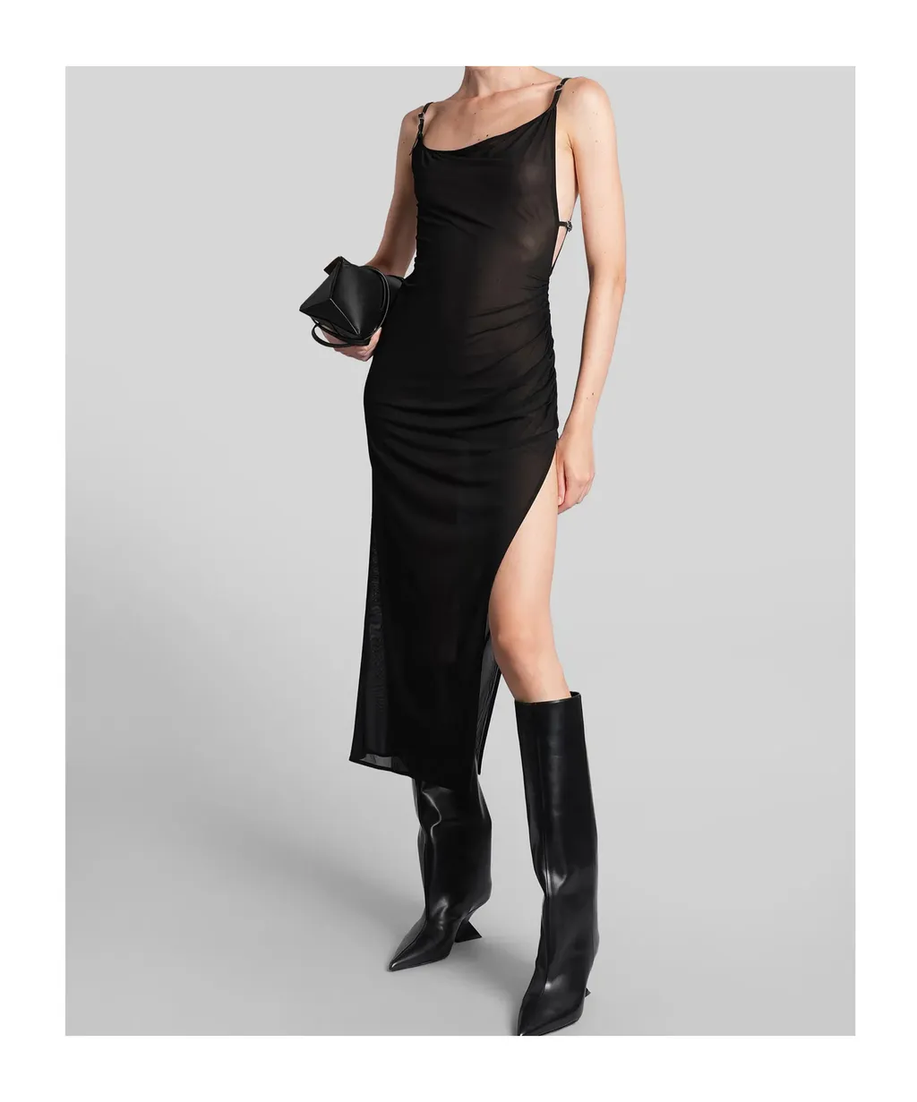 Asymmetrical Side-Split Midi Dress