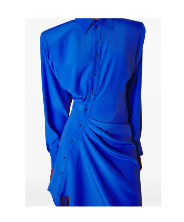 Padded-Shoulder Asymmetrical Dress
