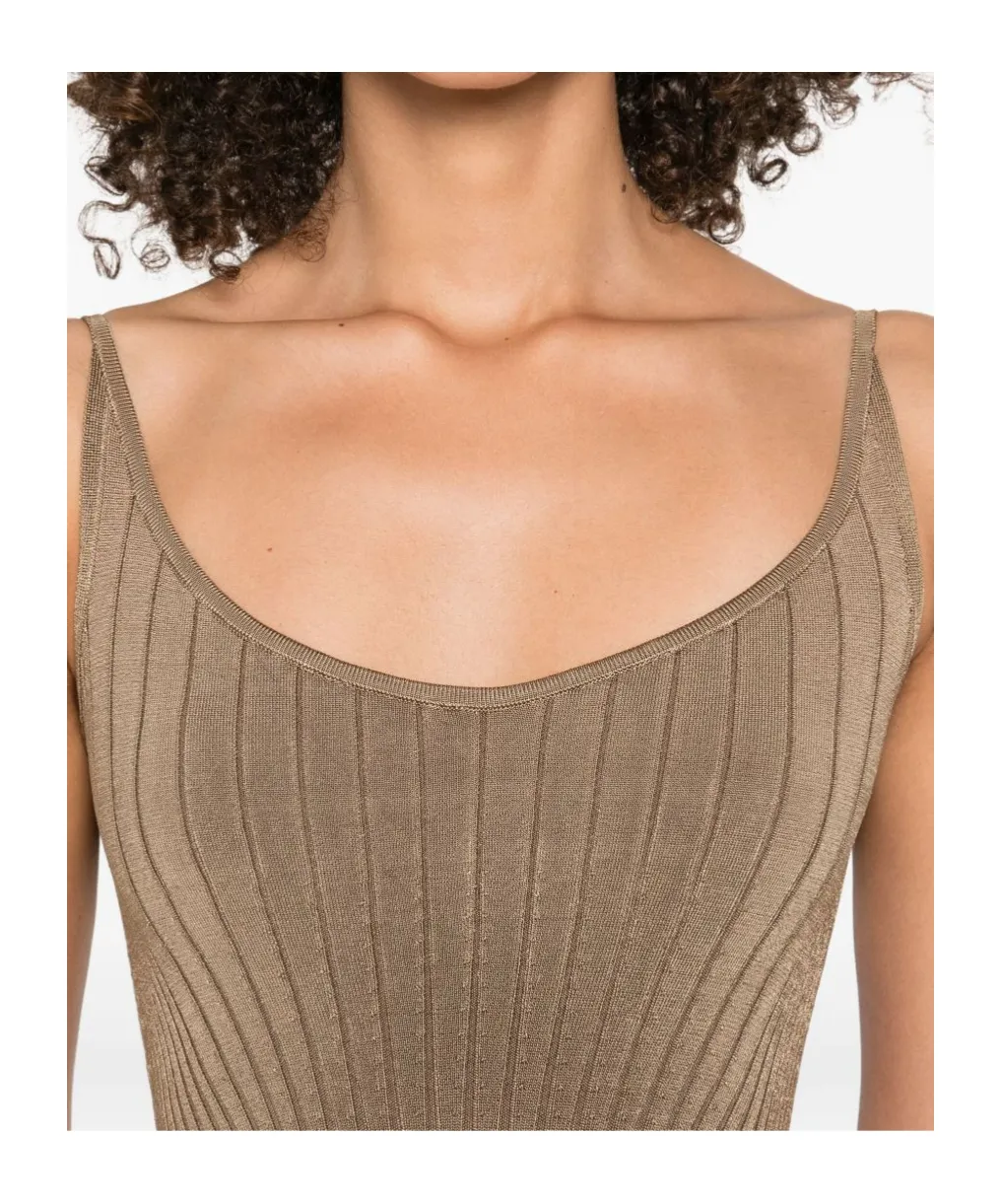 Ribbed Spaghetti-Strap Dress