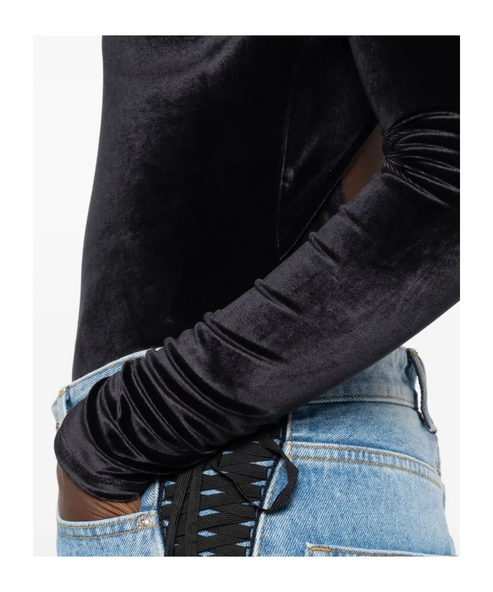 High-Neck Velvet Bodysuit