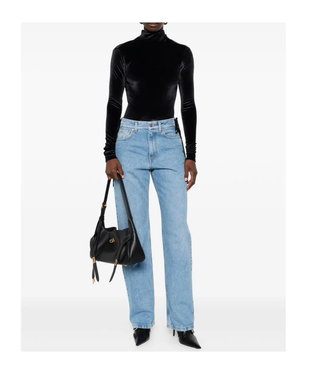 High-Neck Velvet Bodysuit