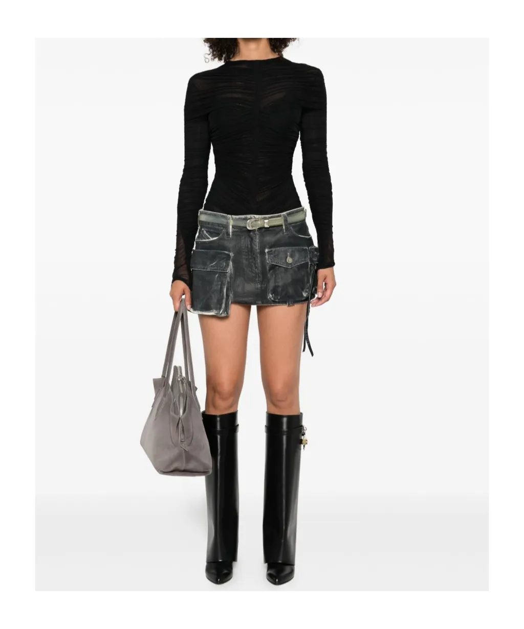 Ruched Mesh Bodysuit