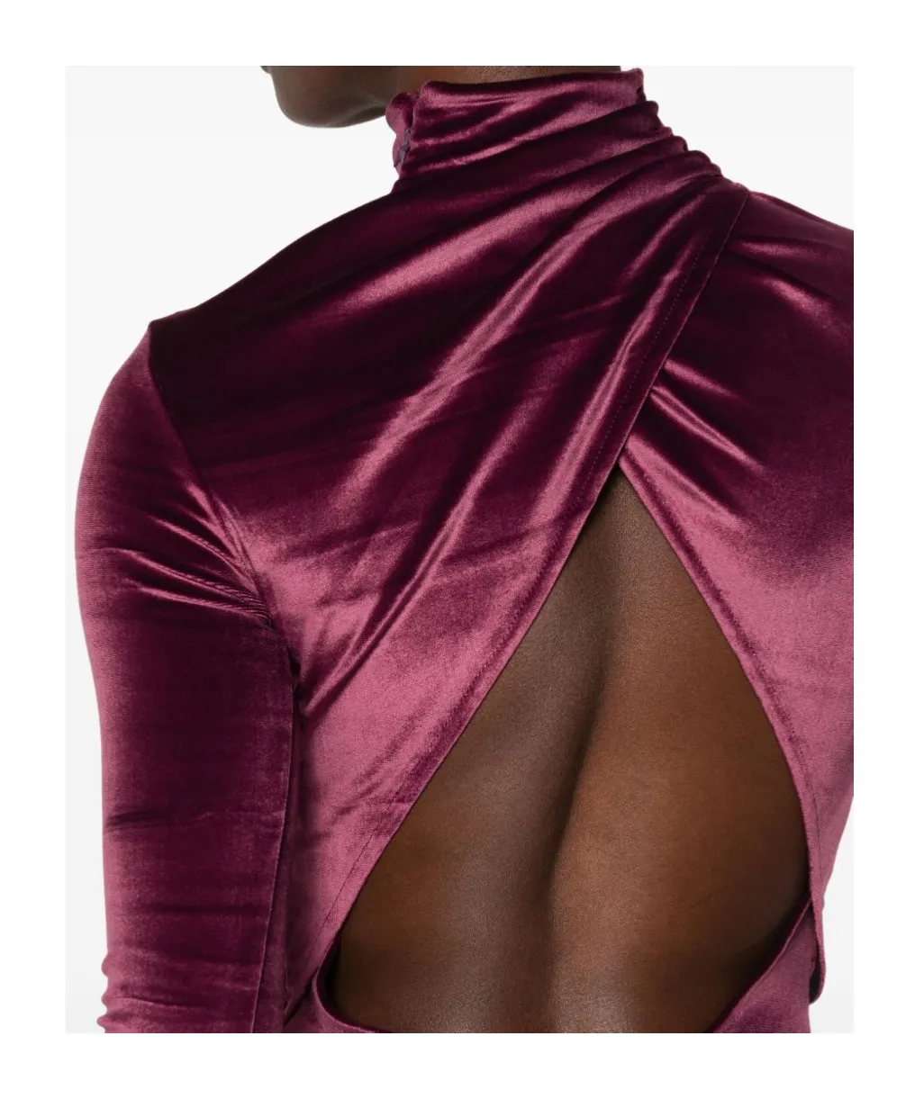 High-Neck Velvet Bodysuit