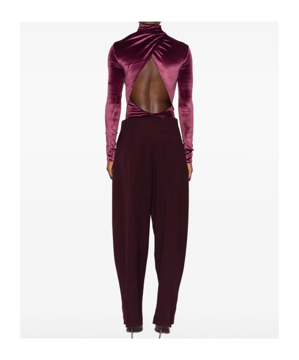 High-Neck Velvet Bodysuit