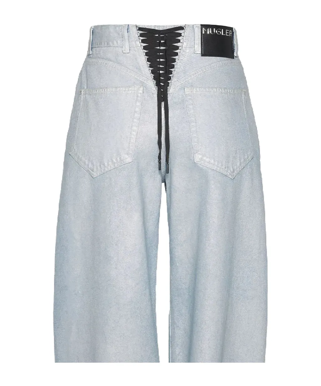 Lace-Up High-Waist Jeans
