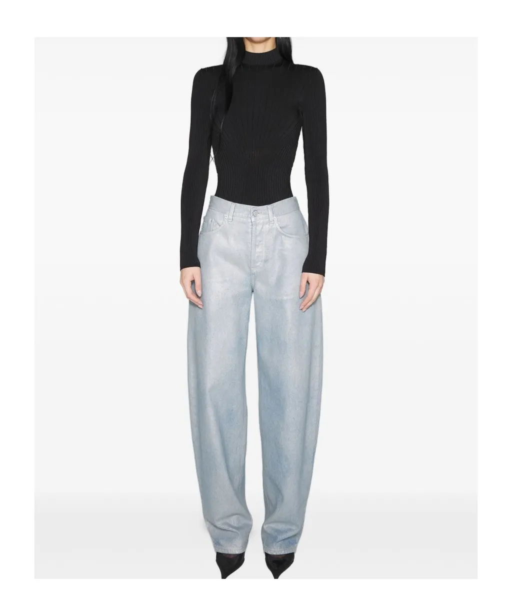 Lace-Up High-Waist Jeans