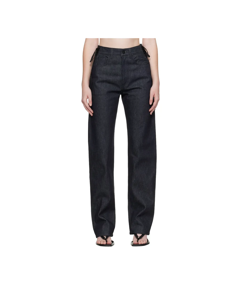 Lace-Up Straight Jeans