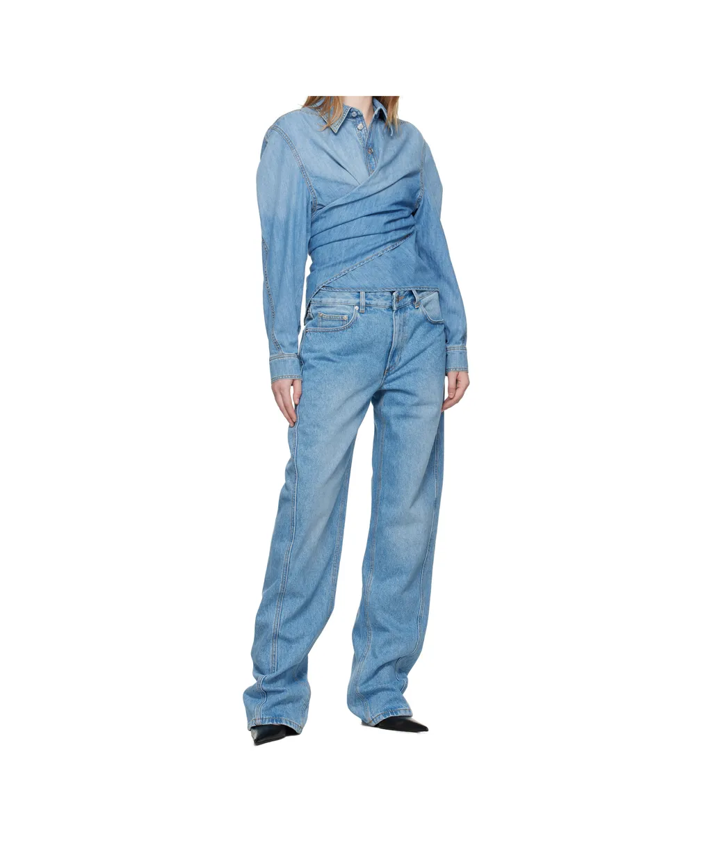 Corset-Detail Curved Jeans