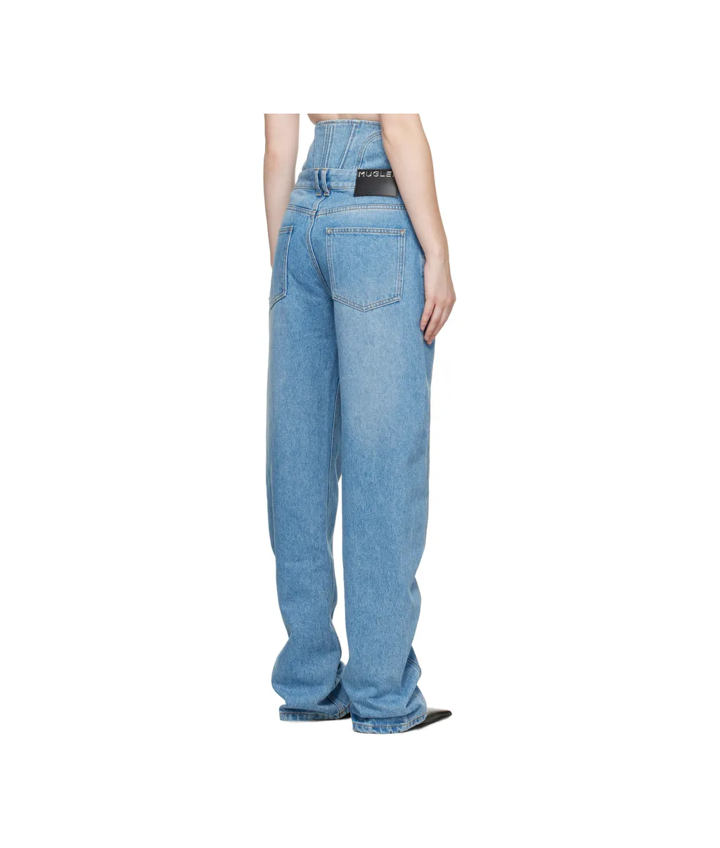 Corset-Detail Curved Jeans