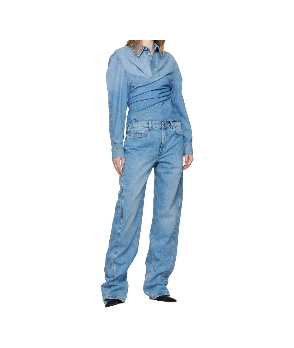 Wrap-Effect Denim Shirt