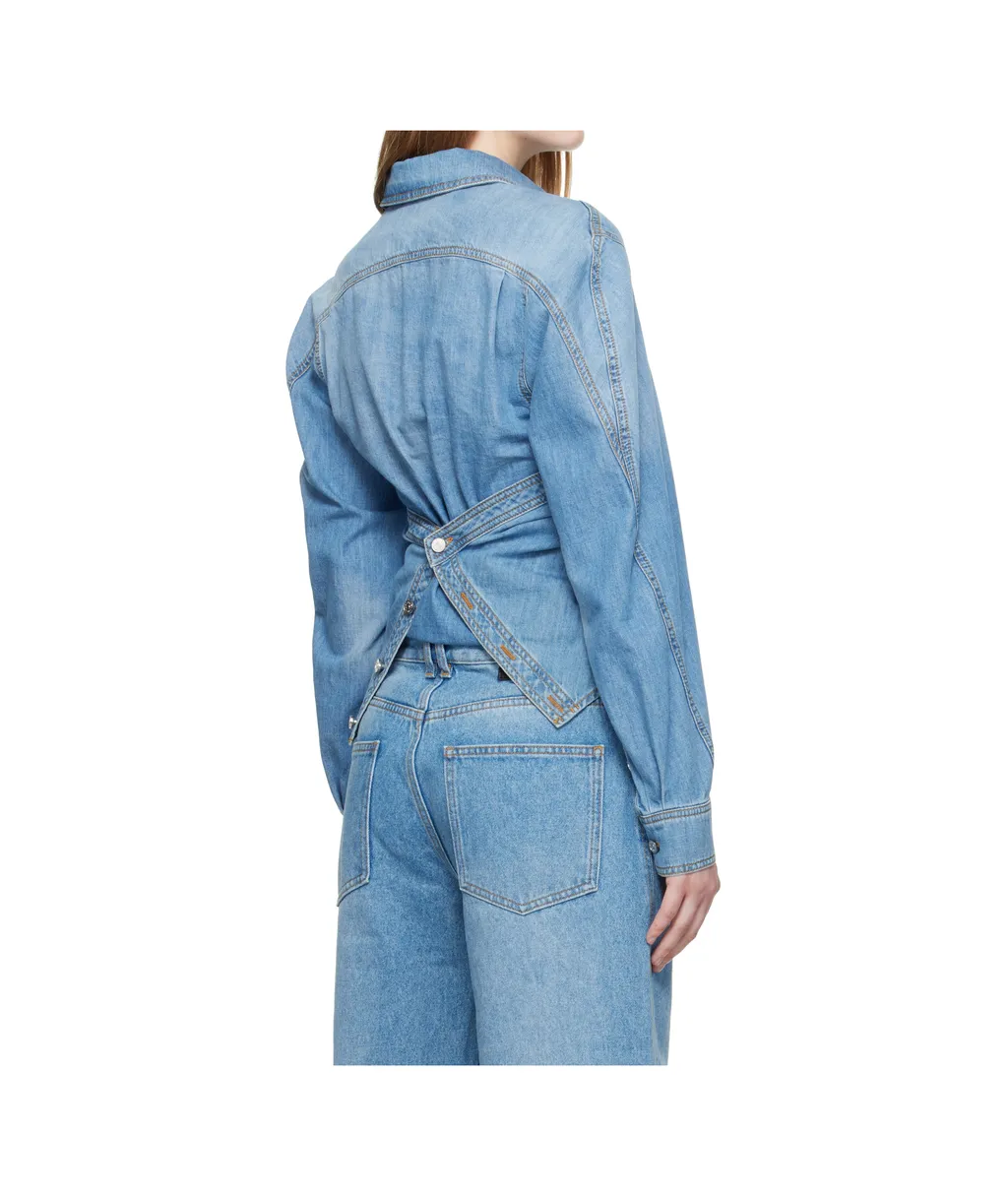 Wrap-Effect Denim Shirt