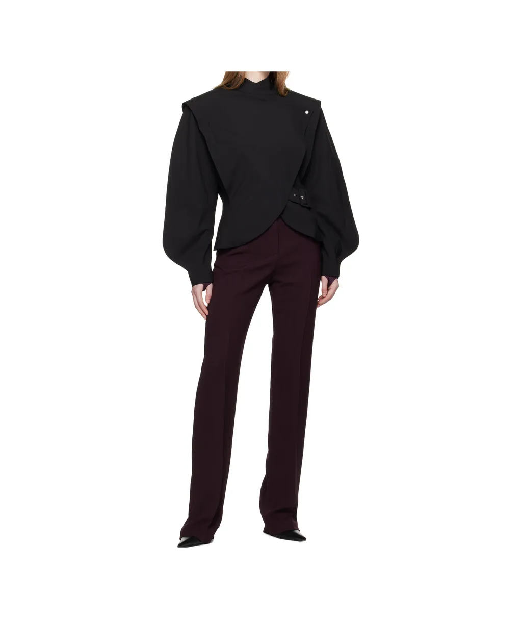 Buckle-Fastening High-Neck Jacket