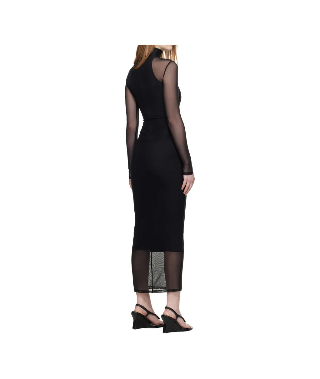 High-Neck Mesh Maxi Dress