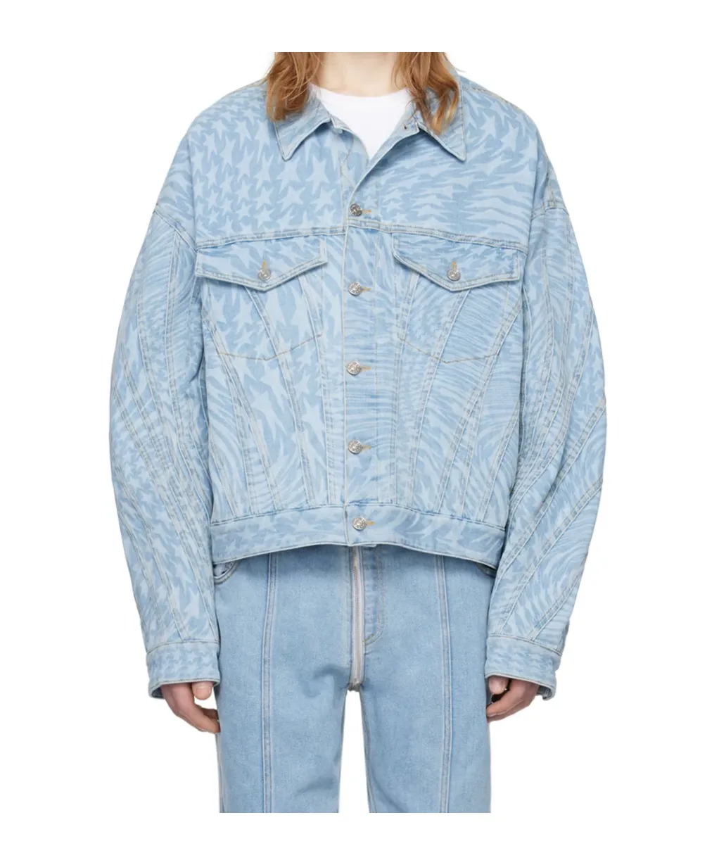 Printed Long-Sleeve Denim Jacket