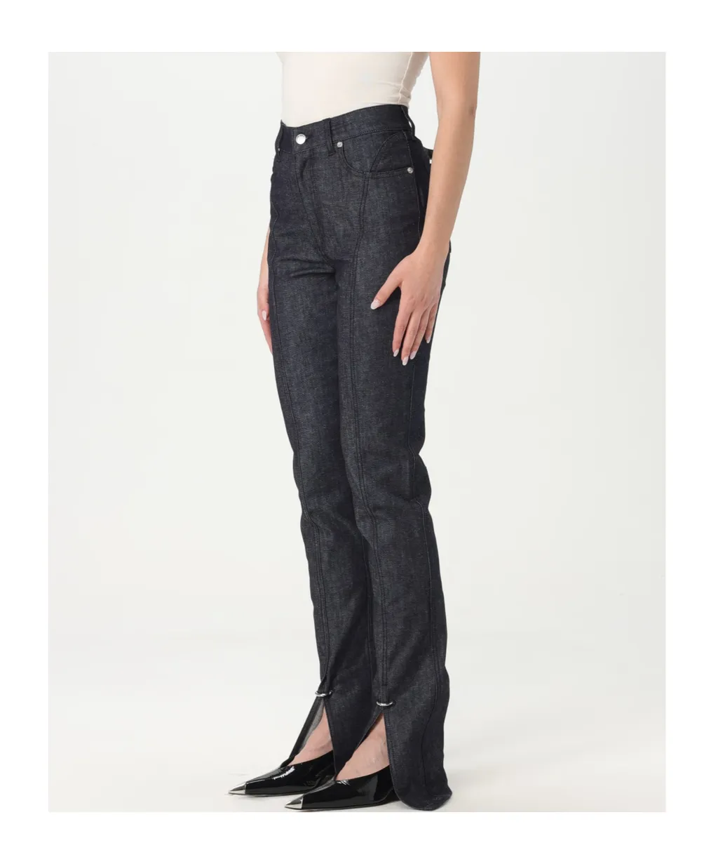 Logo Patch Piercing-Detailed Jeans
