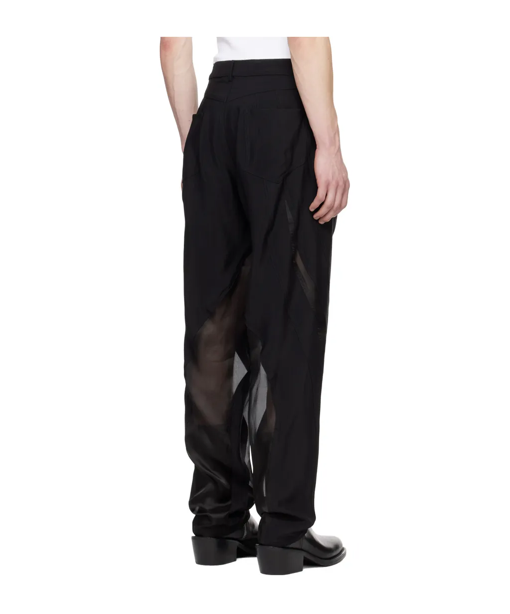 Semi-Transparent Spliced Casual Pants