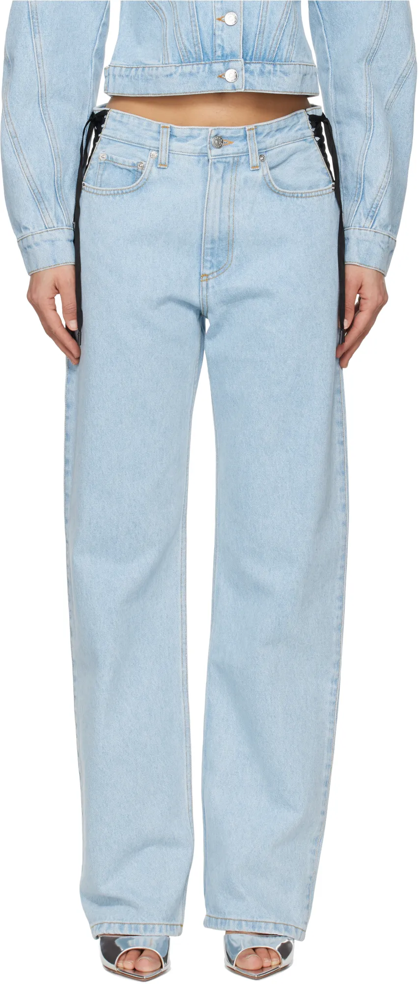 Lace-Up Denim Jeans