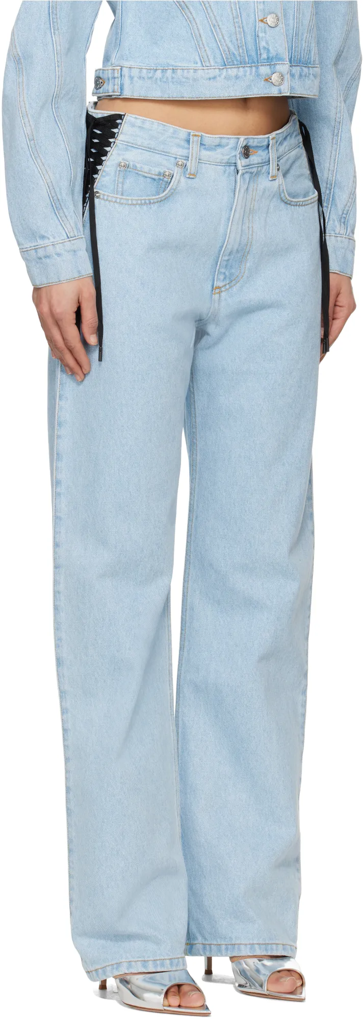 Lace-Up Denim Jeans