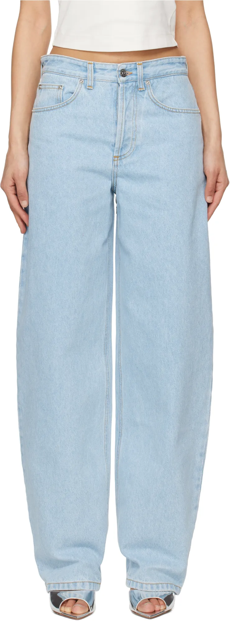 Lace-Up Wide Leg Jeans