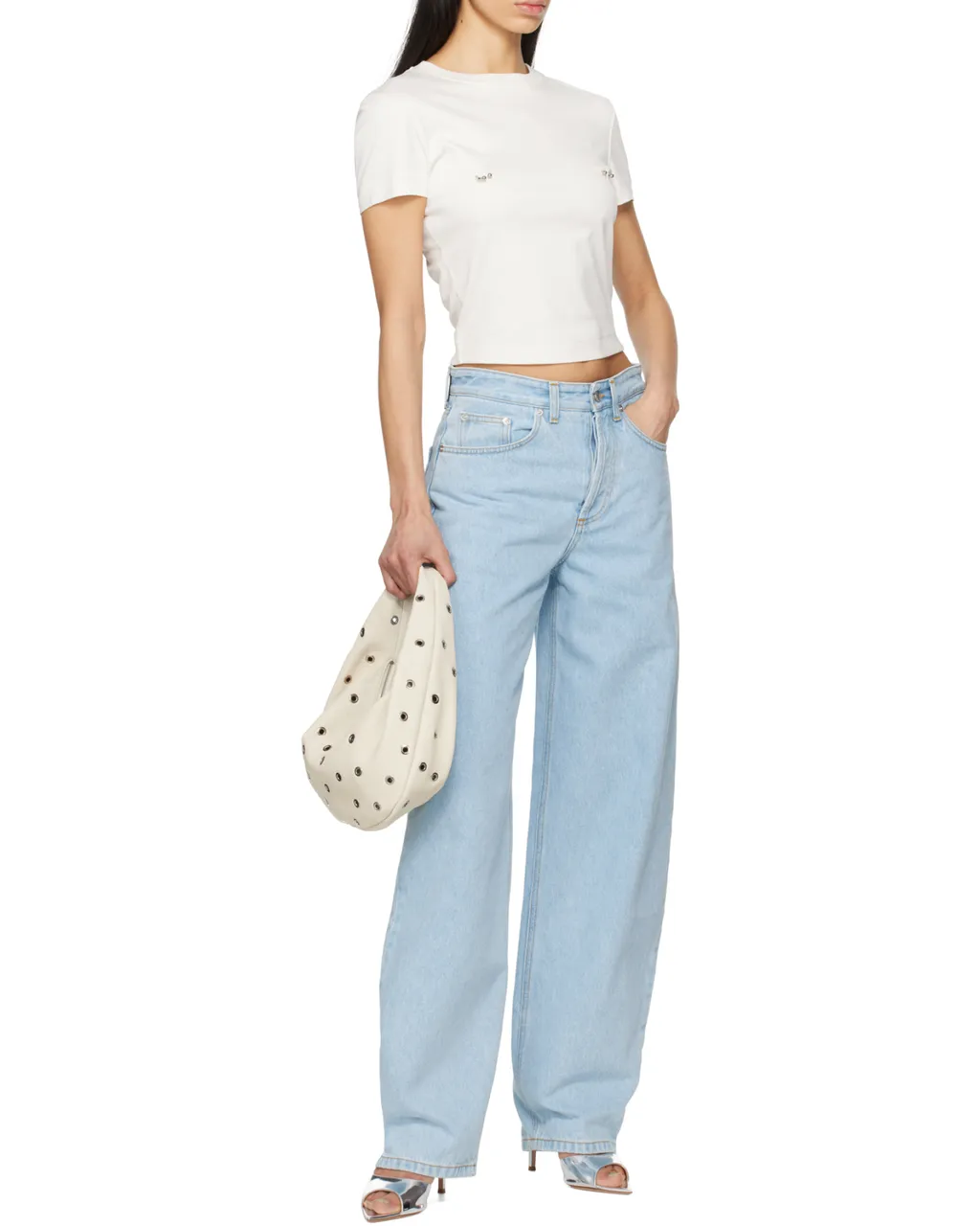 Lace-Up Wide Leg Jeans