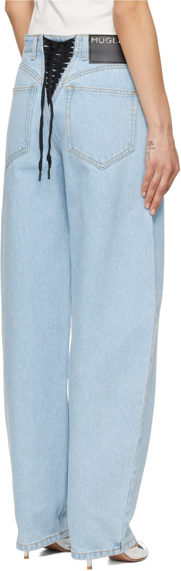 Lace-Up Wide Leg Jeans