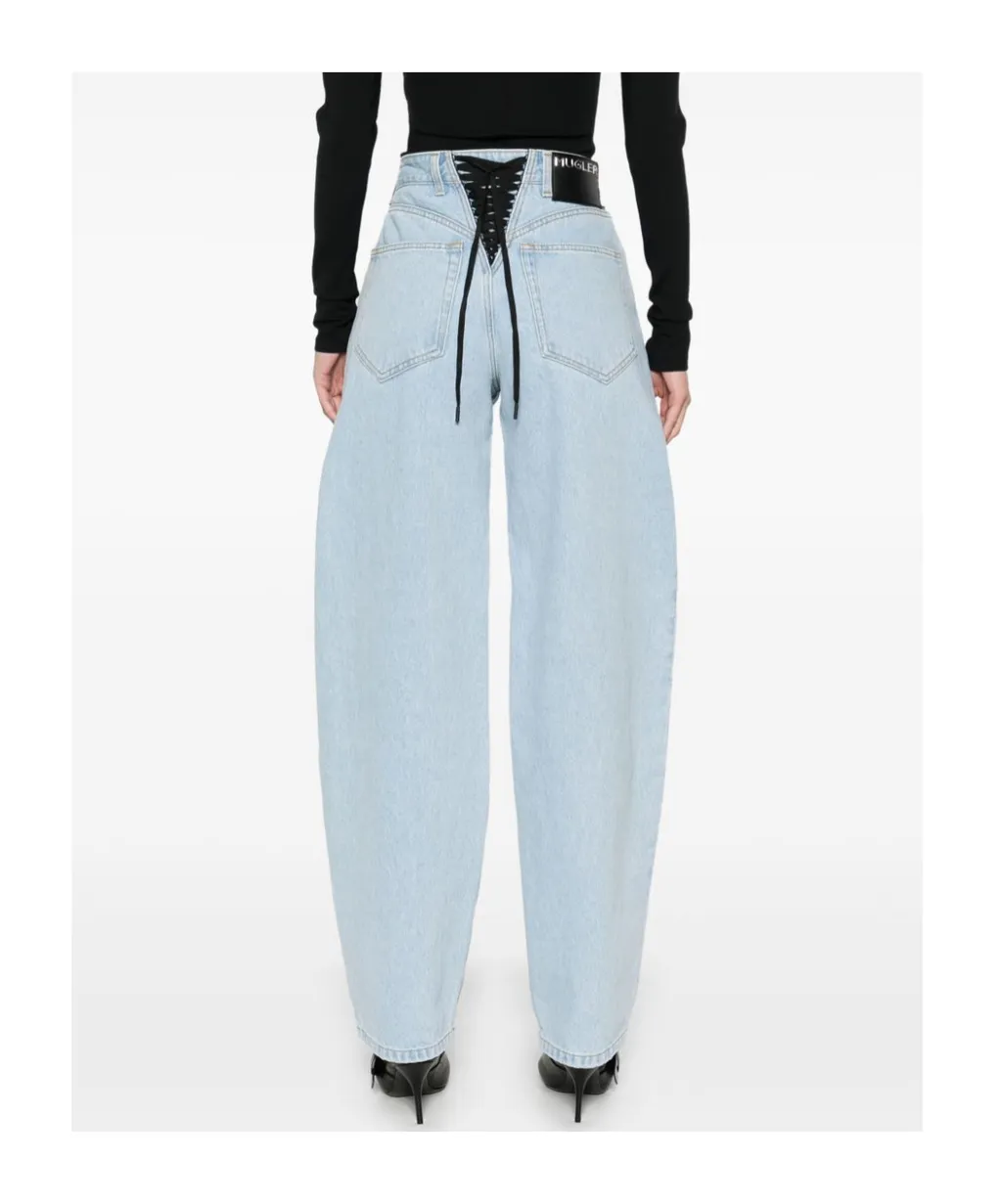 Lace-Up Wide Leg Jeans