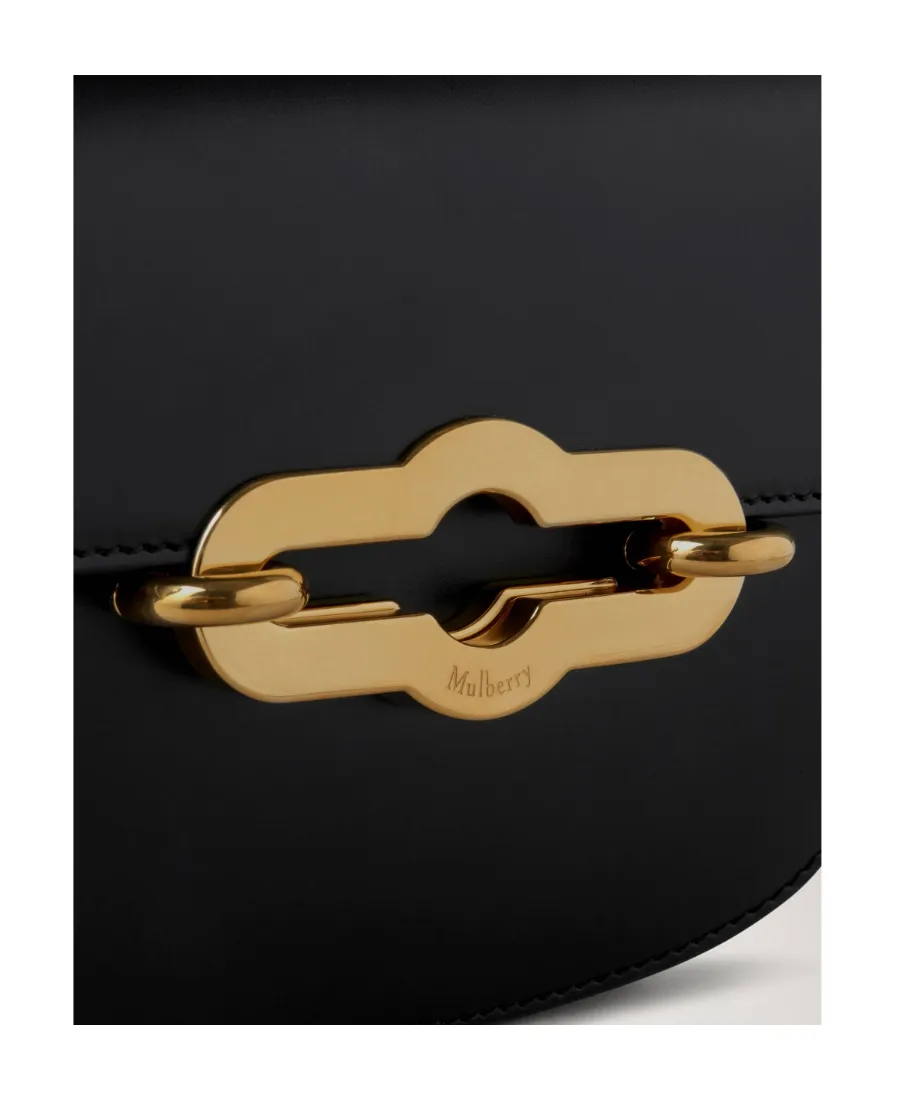 Logo Engraved Foldover Top Shoulder Bag