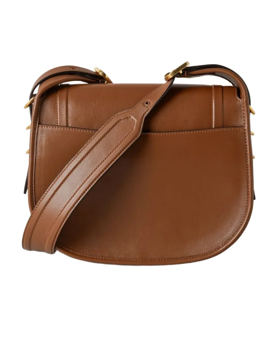 Logo-Plaque Leather Satchel Bag