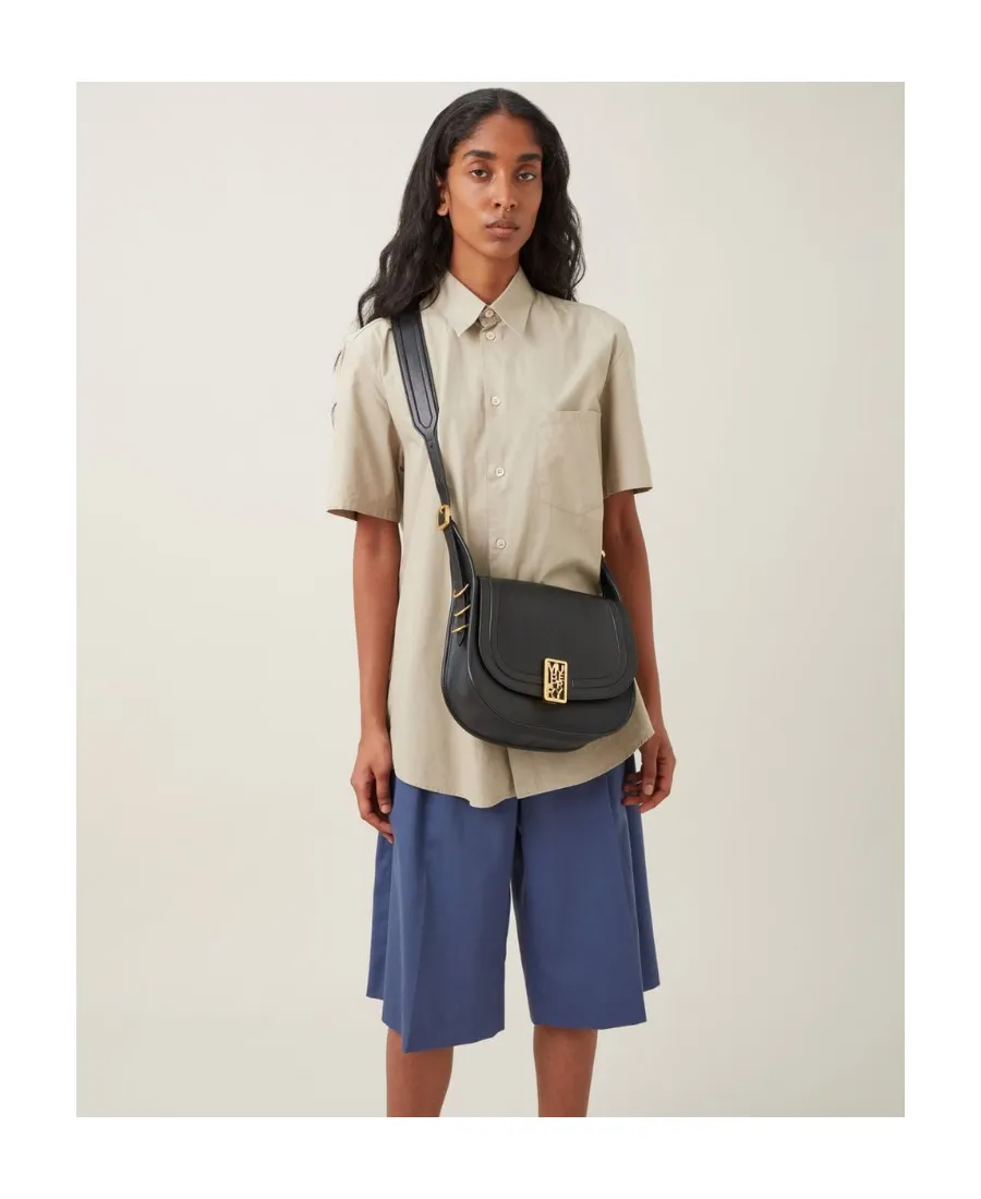 Logo-Plaque Leather Satchel Bag