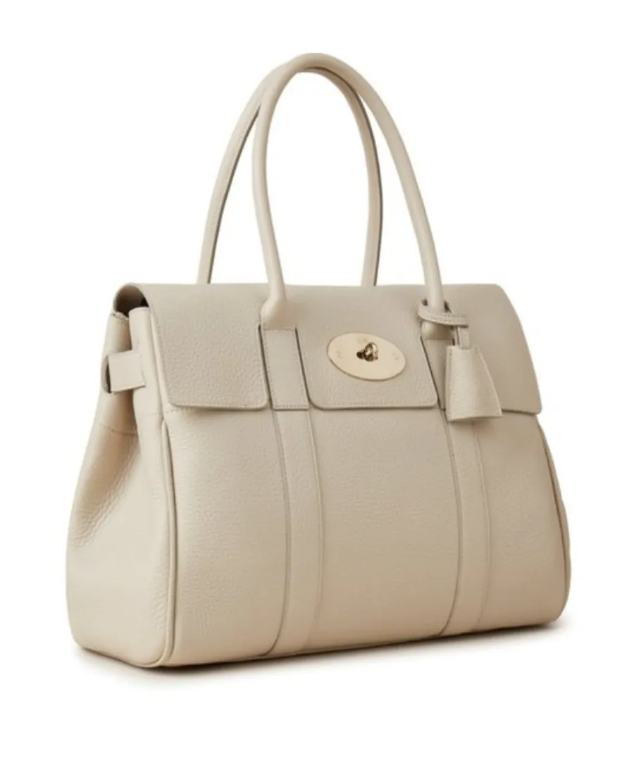 Pebbled-Textured Detail Top-Handle Tote Bag