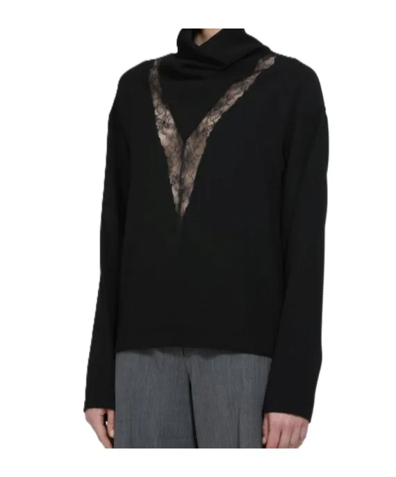 Long Sleeve Top With Lace Inset