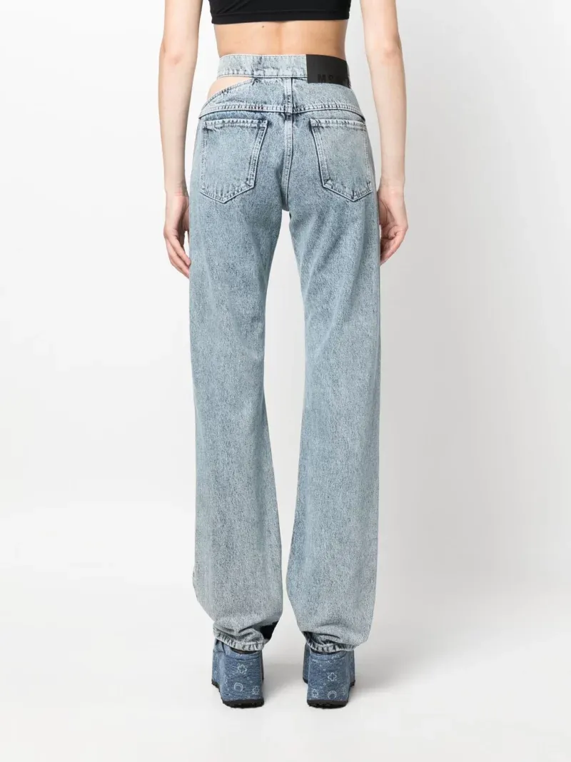 Cut-Out Straight-Leg Jeans