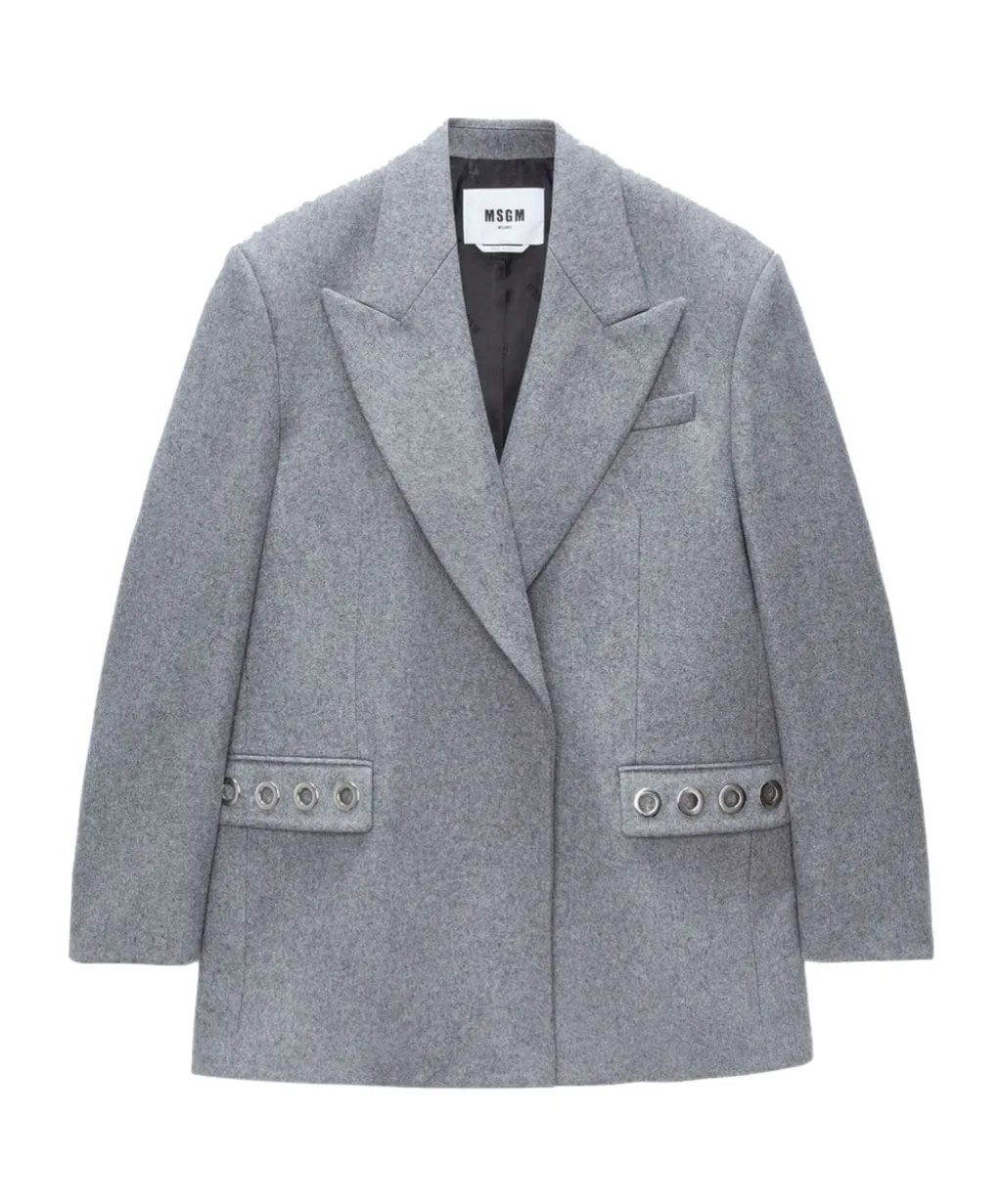 Eyelet-Embellished Single-Breasted Blazer