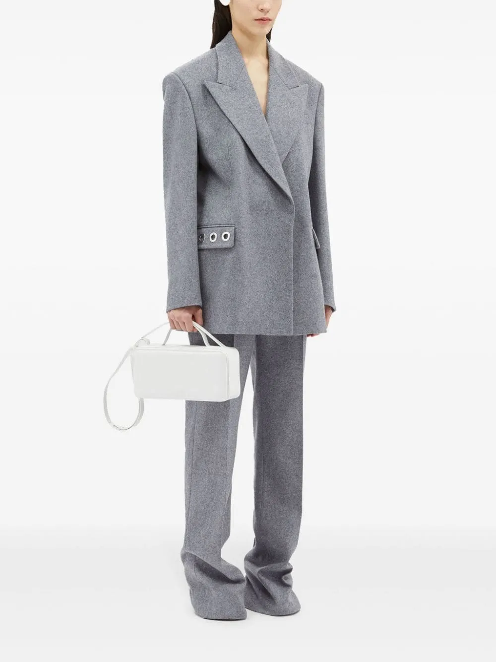 Eyelet-Embellished Single-Breasted Blazer