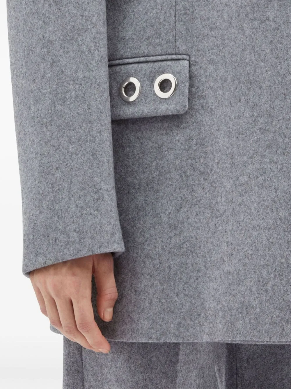 Eyelet-Embellished Single-Breasted Blazer