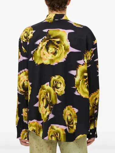 Pixelated Rose Print Shirt