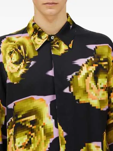 Pixelated Rose Print Shirt