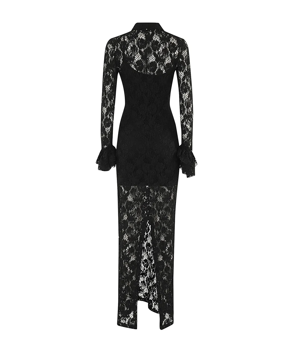Floral Lace Ruffle Maxi Dress