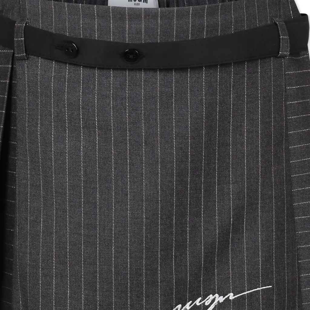 Logo Embroidered Pinstriped Mini Skirt
