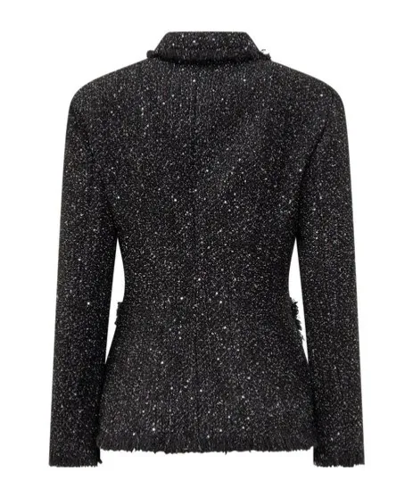 Long-Sleeved Single-Breasted Bouclé Blazer