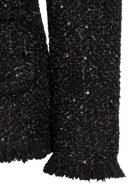 Long-Sleeved Single-Breasted Bouclé Blazer